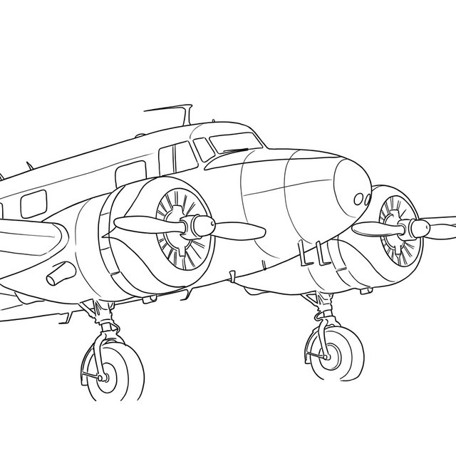 Aircraft photo as a minimal ink line drawing