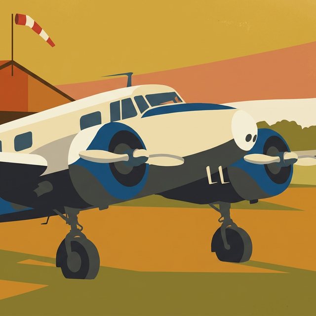 Aircraft photo as a vintage aviation travel poster